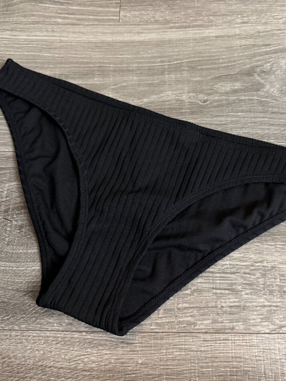 NWT Xhilaration Cheeky Bikini Ribbed Bottom Solid Black Swim Size Large